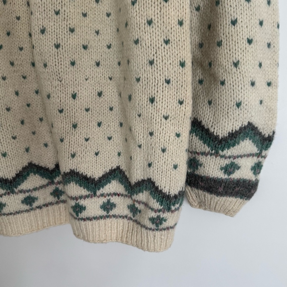 Vintage Marsh Landing Shetland Wool Heavyknit Cardigan Sweater Beige Large - Picture 8 of 15